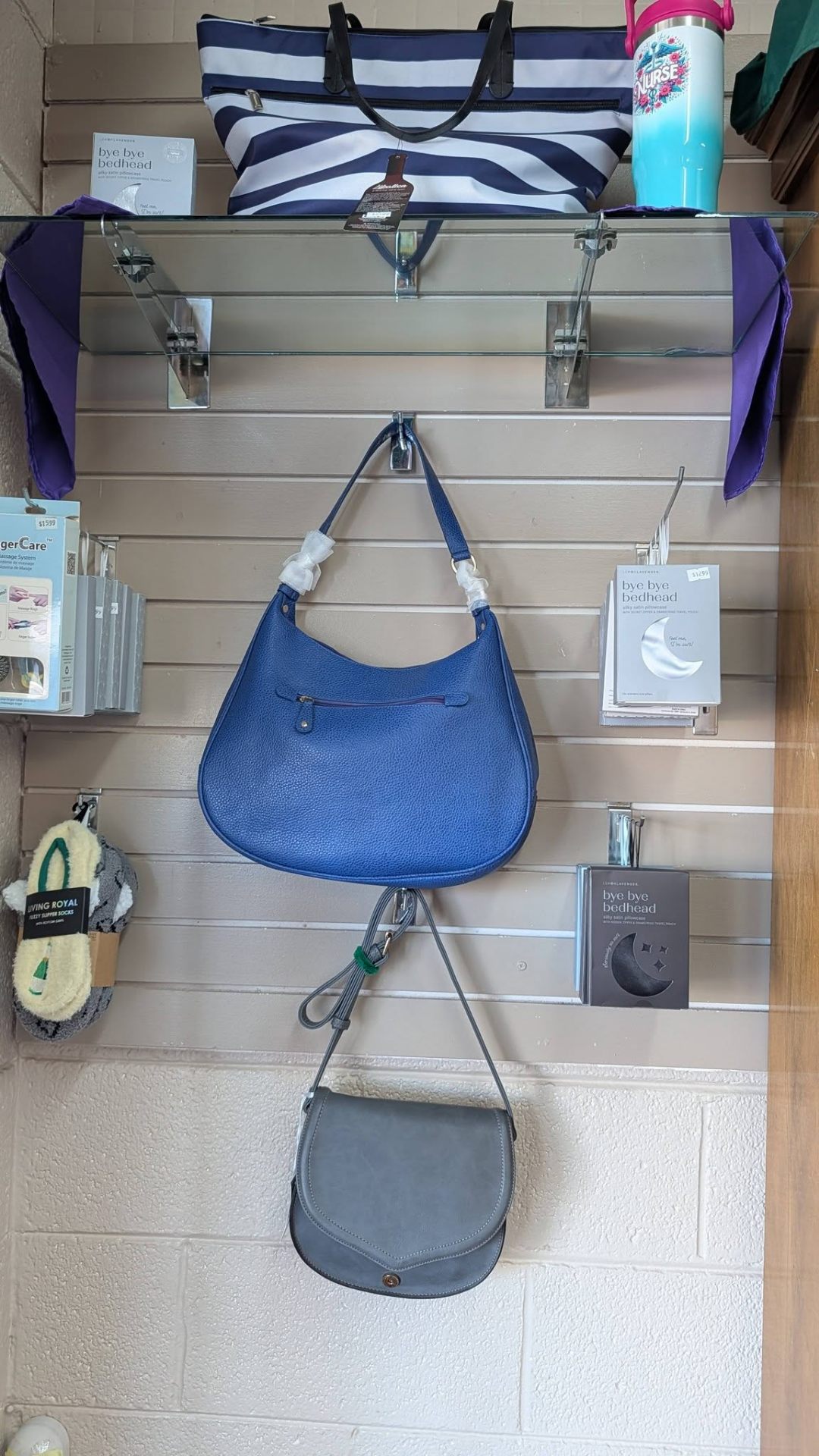 Crossbody purses, satin pillowcases, and travel totes.